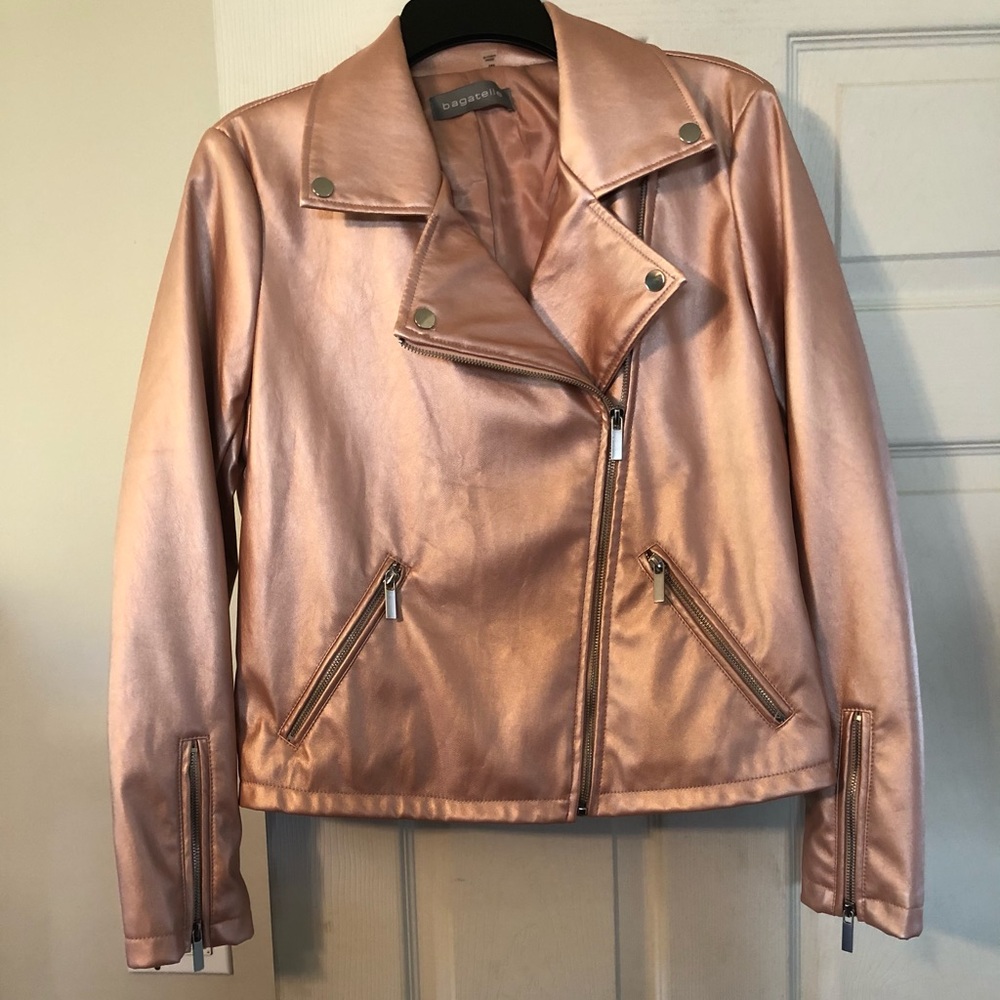 NWT Bagatelle Rose Gold faux Leather Jacket,Size M